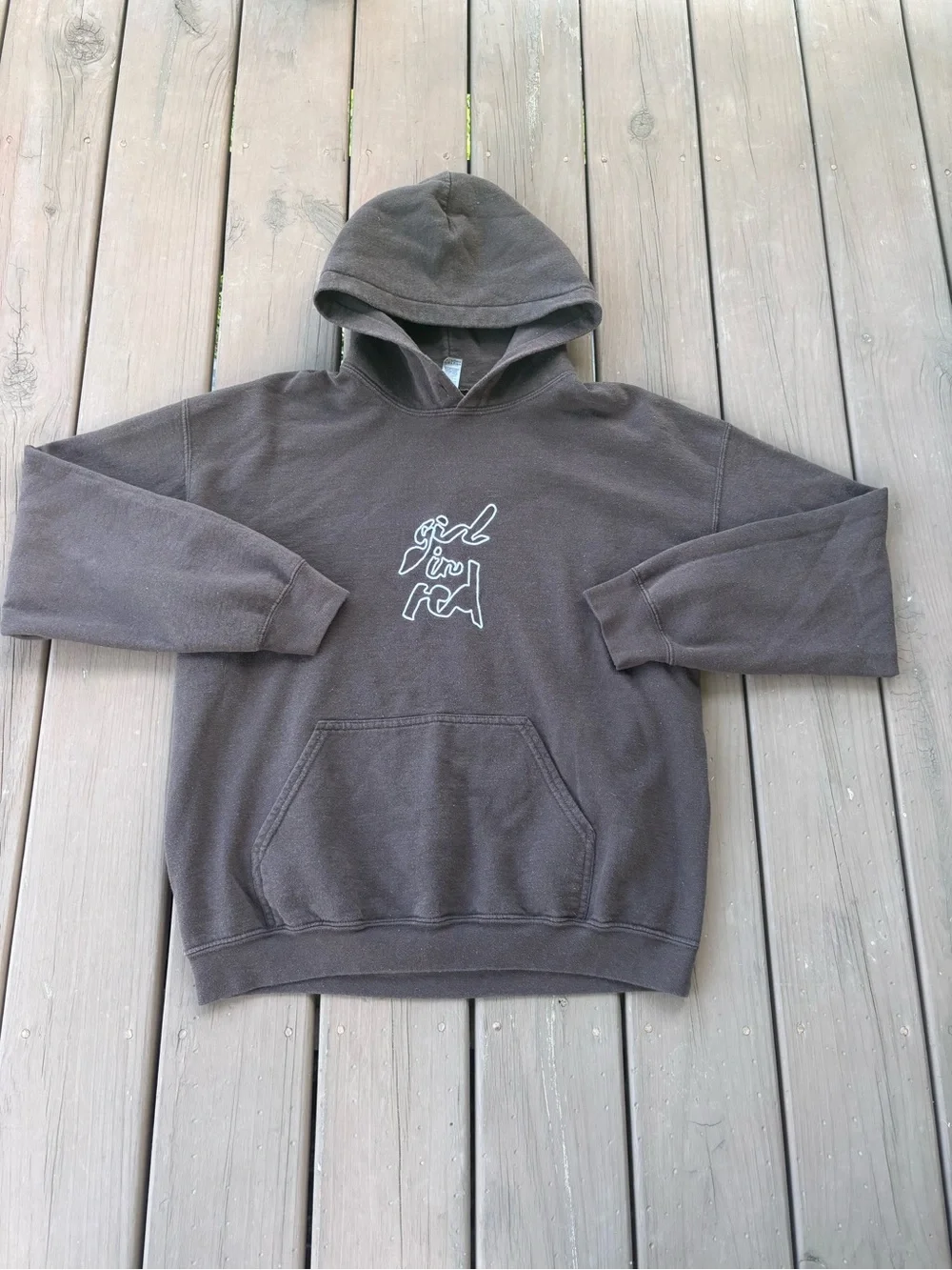 Girl in Red Merch Hoodie Mens L Brown Graphic